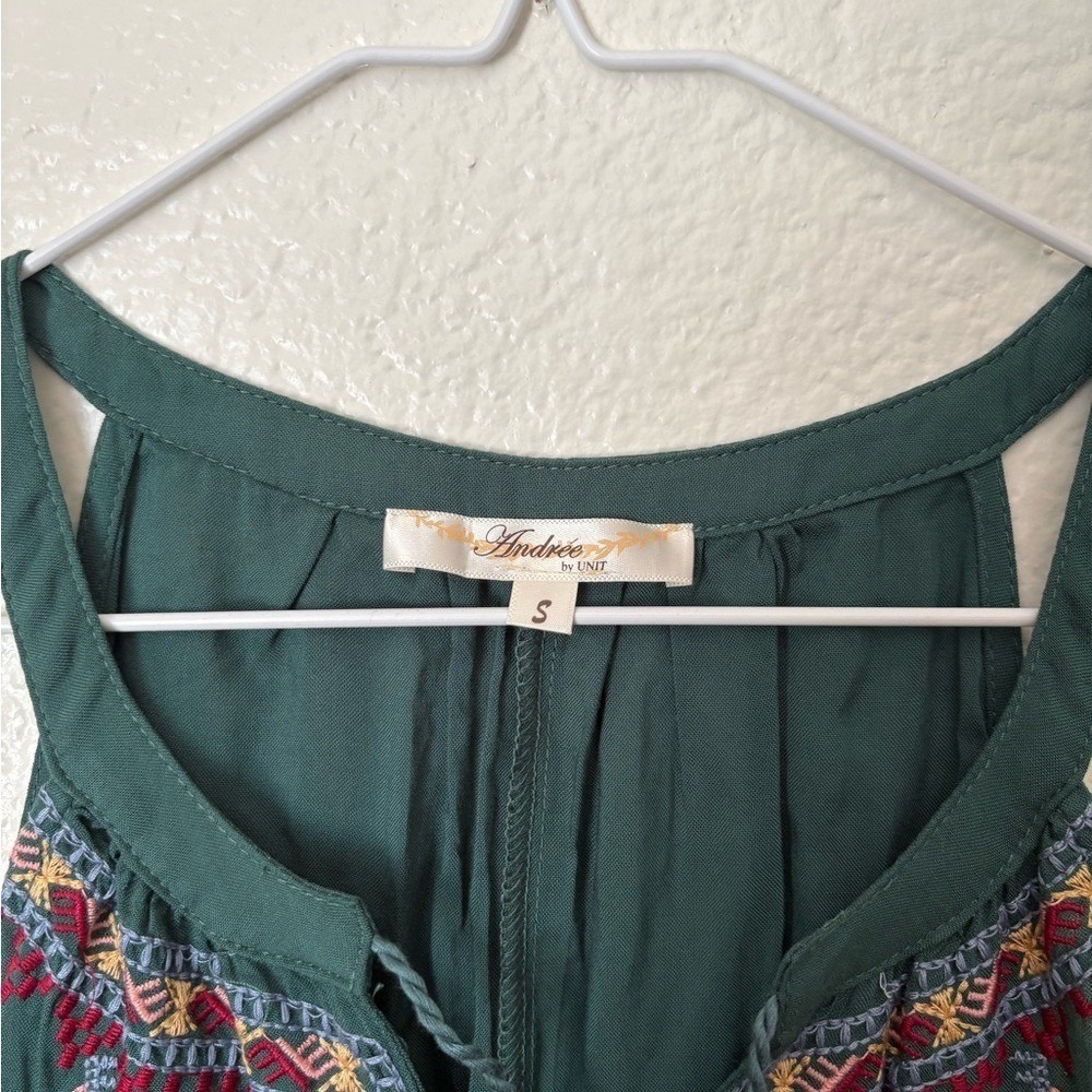 Andree by Unit Floral Embroidered Blouse Boho Fairycore Ren Faire Festival Indie - Picture 3 of 5